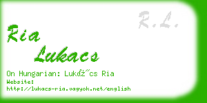ria lukacs business card